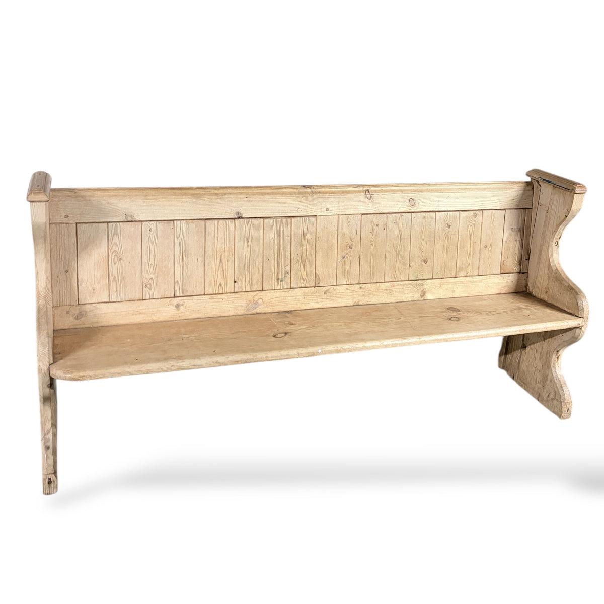 Antique Pine Church Pew – Rustic Farmhouse Bench With Classic Pew Ends & Comfortable Seating