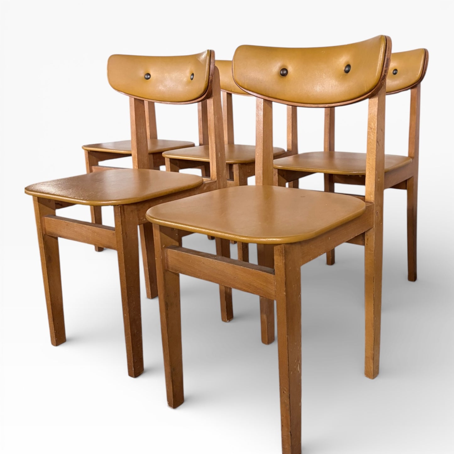 Yellow Vinyl Butterfly Back Dining Chairs (Set of Six)