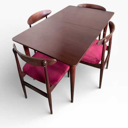 Mid Century Dining Table – Compact Extending Teak Set with Austinsuite Chairs