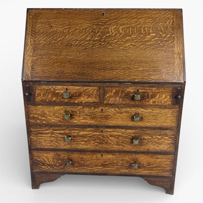 Arts & Crafts Bureau Desk – Quartersawn Oak Fall-Front Writing Surface With Drawers — view 2