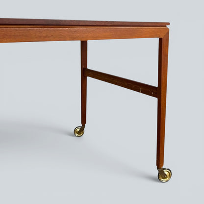 Mid-Century Danish Teak Drinks Trolley on Brass Castors