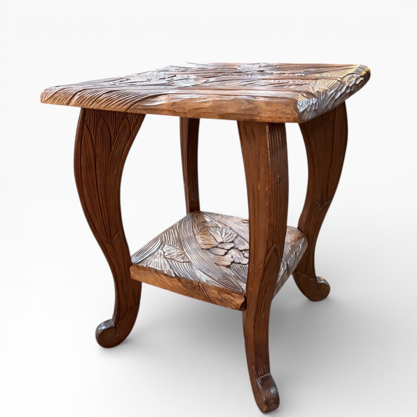 Liberty of London Antique Japanese Carved Fruitwood Side Table