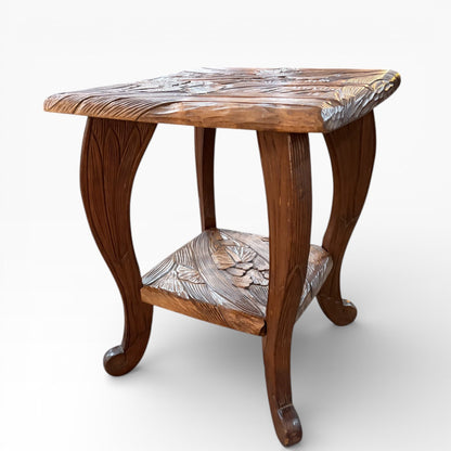 Liberty of London Antique Japanese Carved Fruitwood Side Table