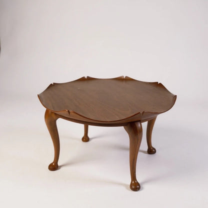 Vintage Teak Coffee Table – 1950s Mid Century Lotus Leaf Shape With Scalloped Top