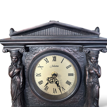 Vintage Mantel Clock - Juliana Neoclassical Resin Clock With Bronzed Finish