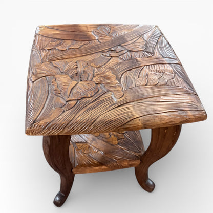 Liberty of London Antique Japanese Carved Fruitwood Side Table