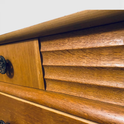 Mid Century Chest Drawers – Vintage Teak Dresser With Decorative Handles