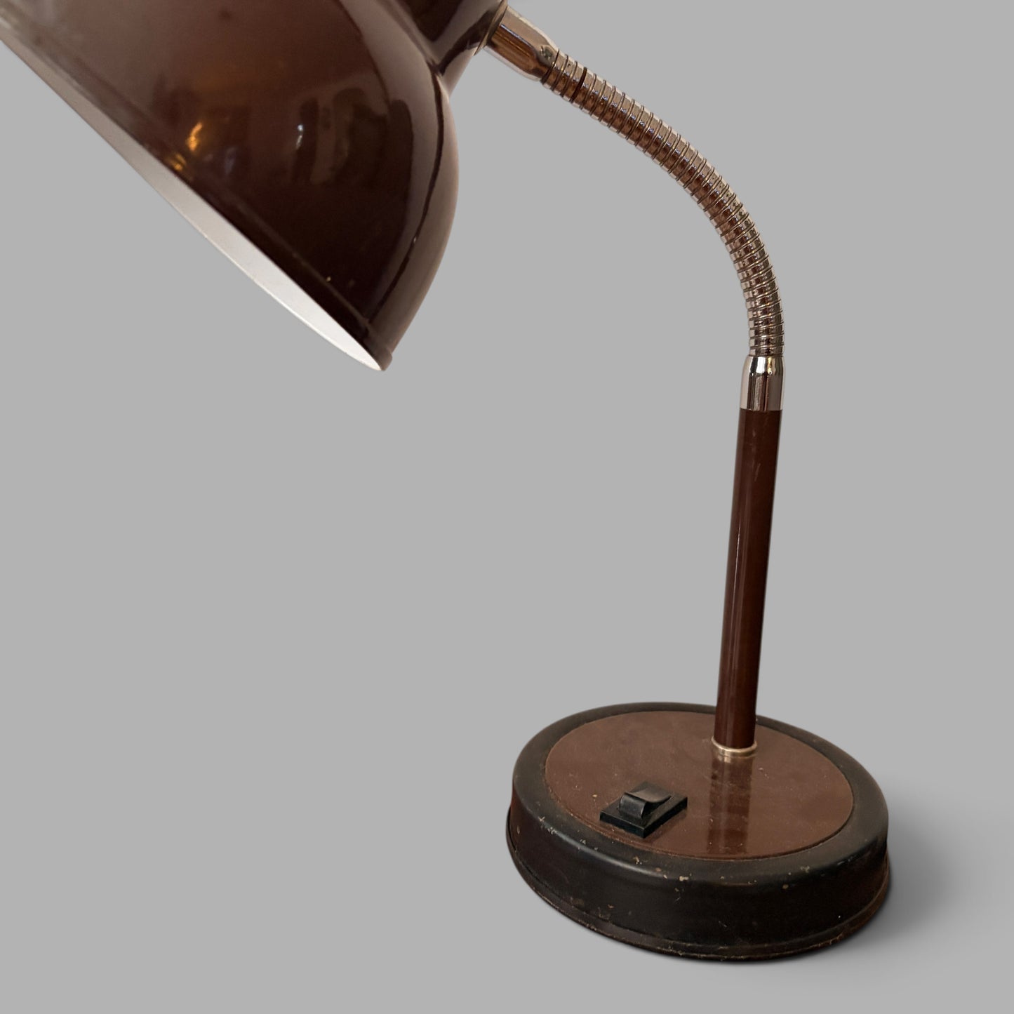 Vintage Italian Mid Century Chocolate Brown Adjustable Table Lamp