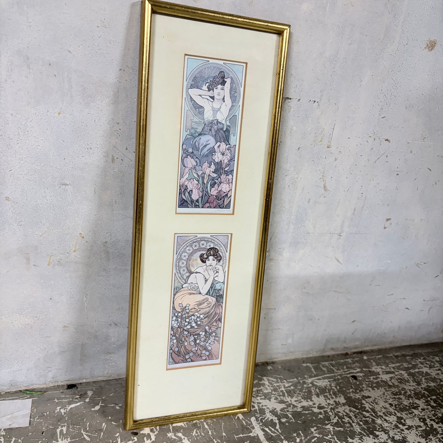 Alphonse Mucha “Topaz & Amethyst” Framed Prints – Art Nouveau Double Panel Wall Art