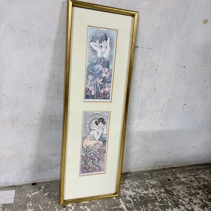 Alphonse Mucha “Topaz & Amethyst” Framed Prints – Art Nouveau Double Panel Wall Art