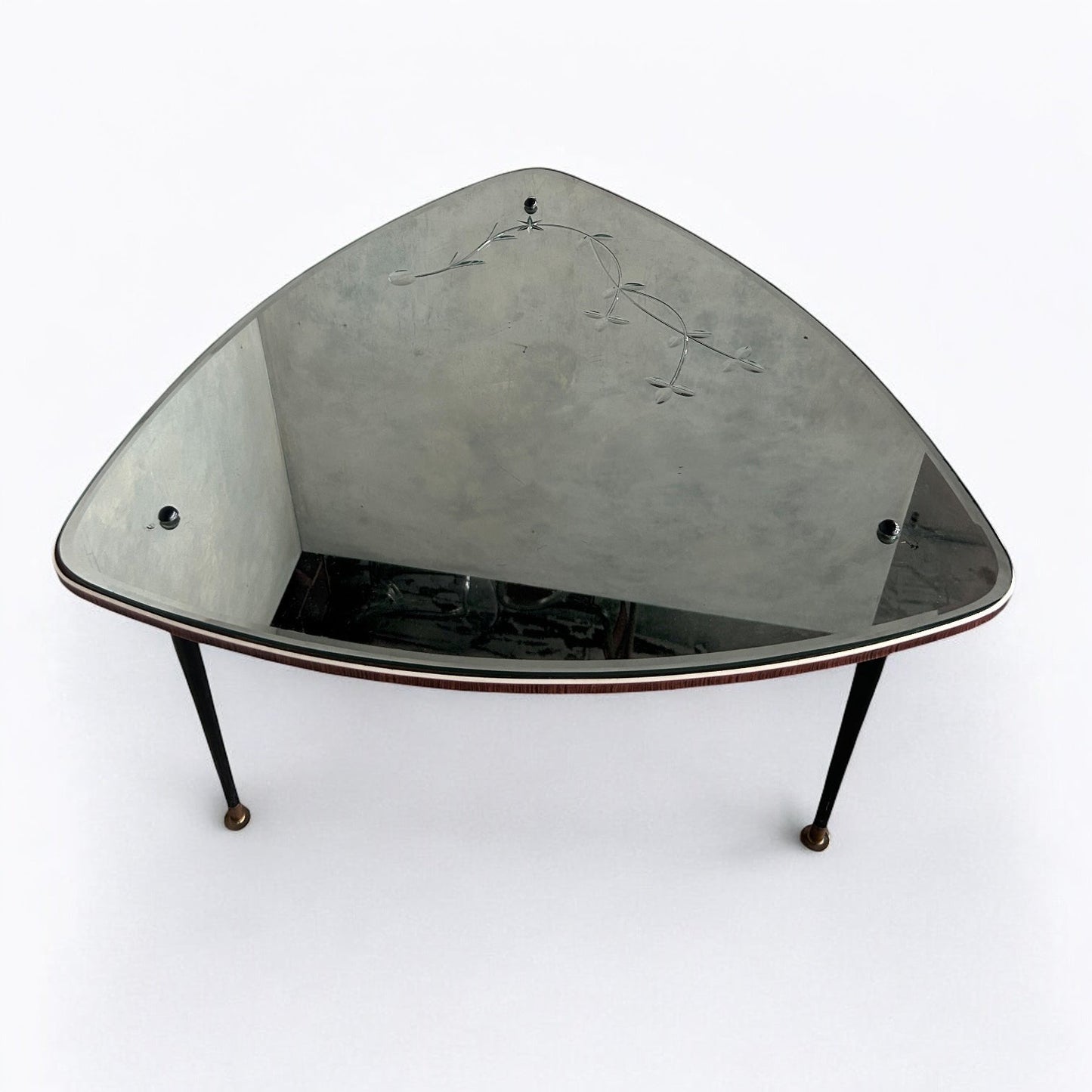 Space Age Mirrored Coffee Table with Ebonised Legs, c.1970s