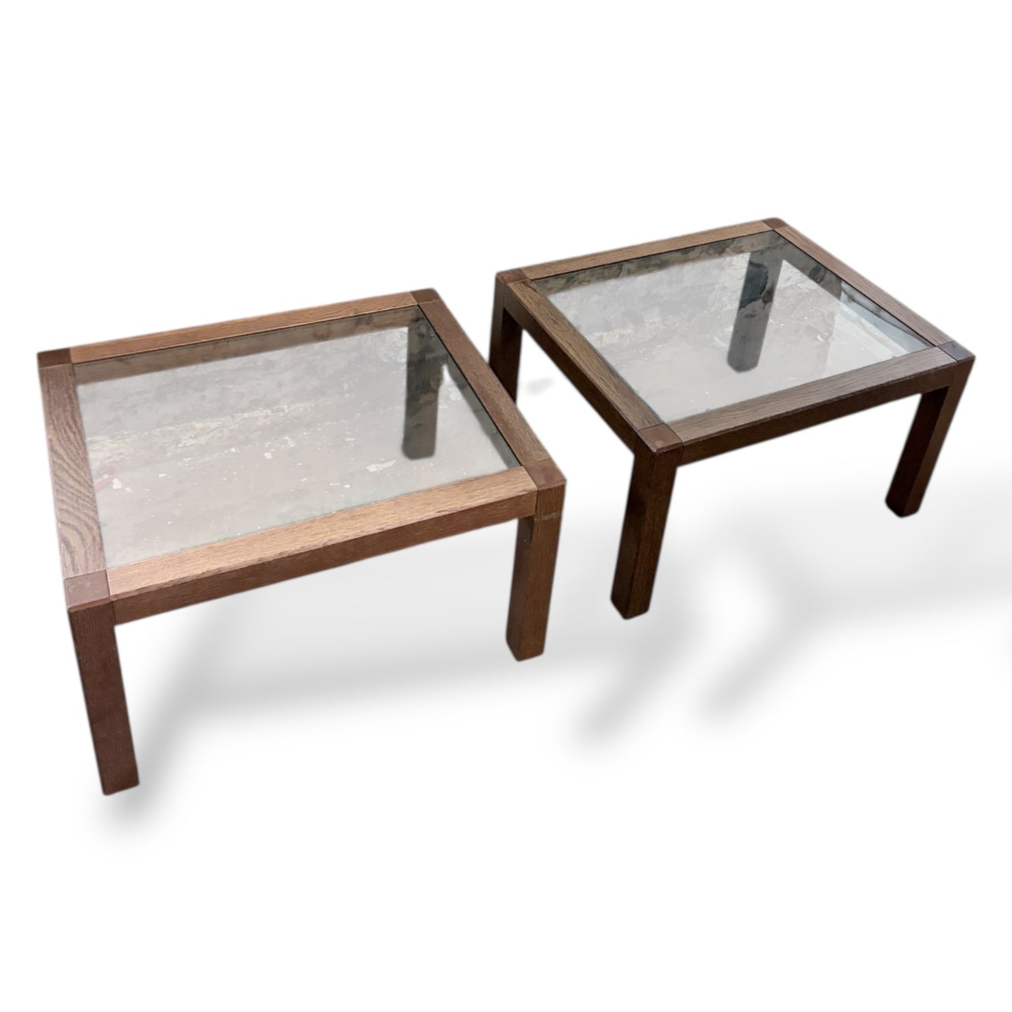 Mid-Century Italian Walnut & Smoked Glass Coffee Tables Pair