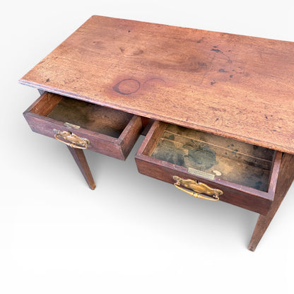 Antique Oak Desk – Vintage Writing Desk with Brass Handles | Compact Home Office