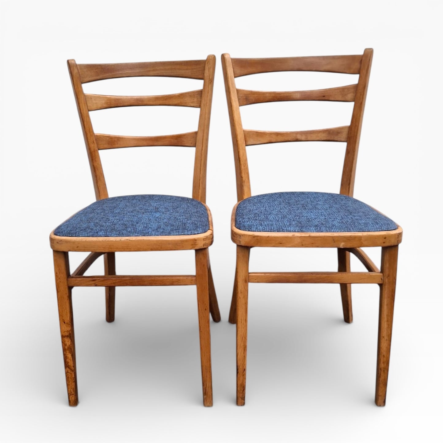 Beech Dining Chairs – Pair of Upholstered Vintage Chairs