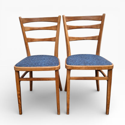 Beech Dining Chairs – Pair of Upholstered Vintage Chairs