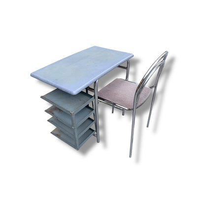 Industrial Chrome Tubular Desk with Matching Chair