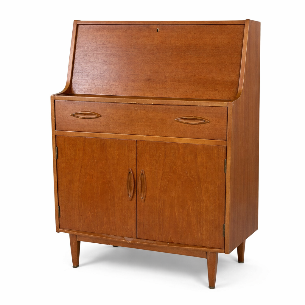 Mid Century Teak Bureau Desk Drinks Cabinet by Jentique