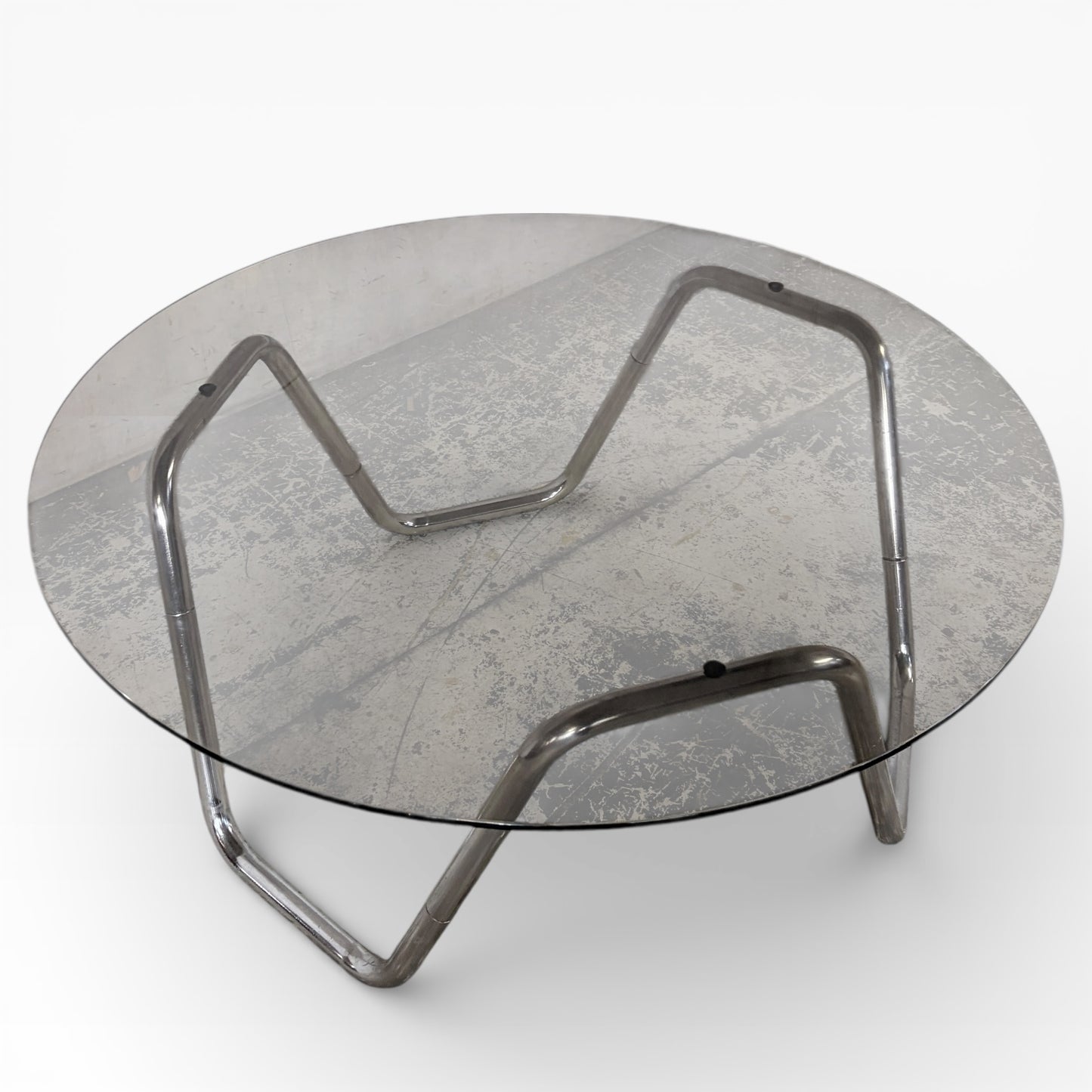 Vintage Italian Smoked Glass & Chrome Coffee Table — view 6