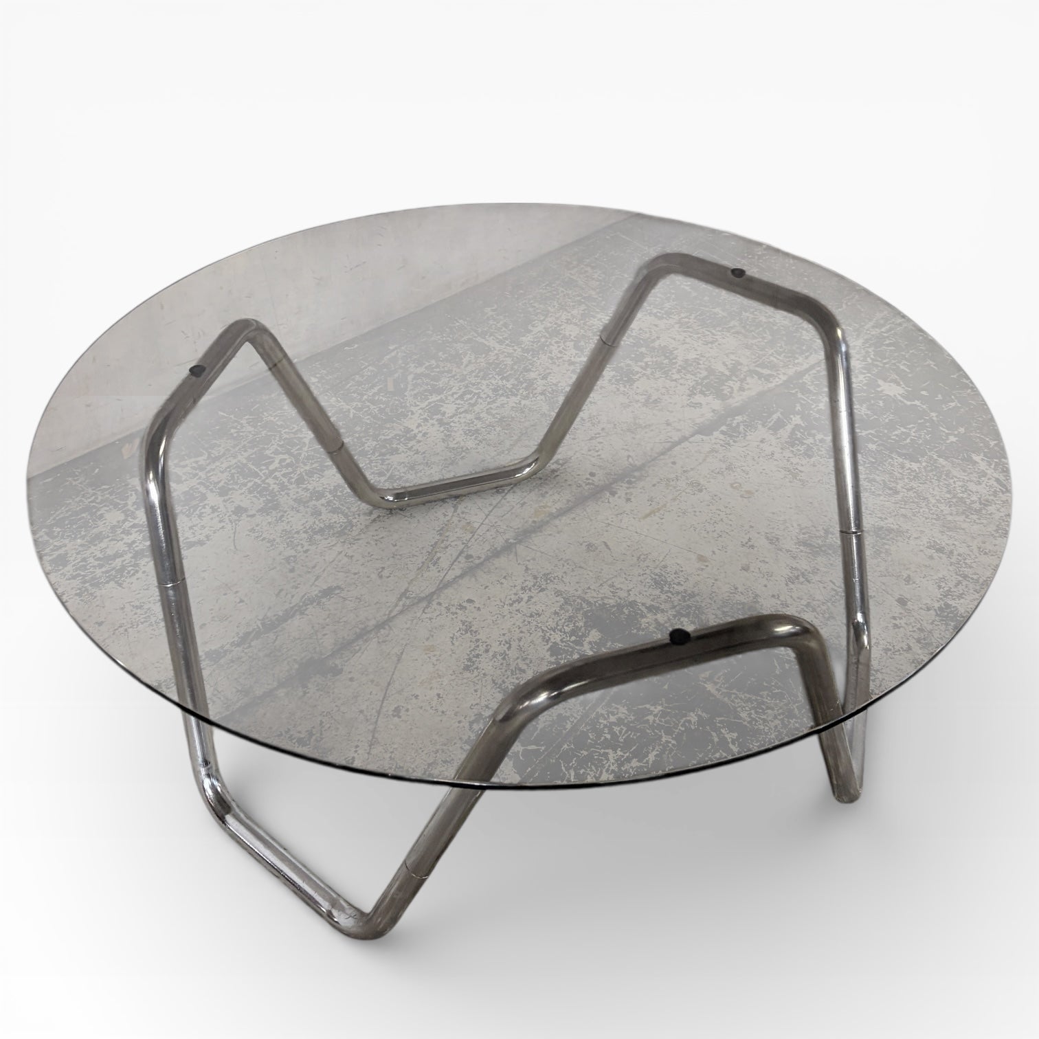 Vintage Italian Smoked Glass & Chrome Coffee Table — view 6