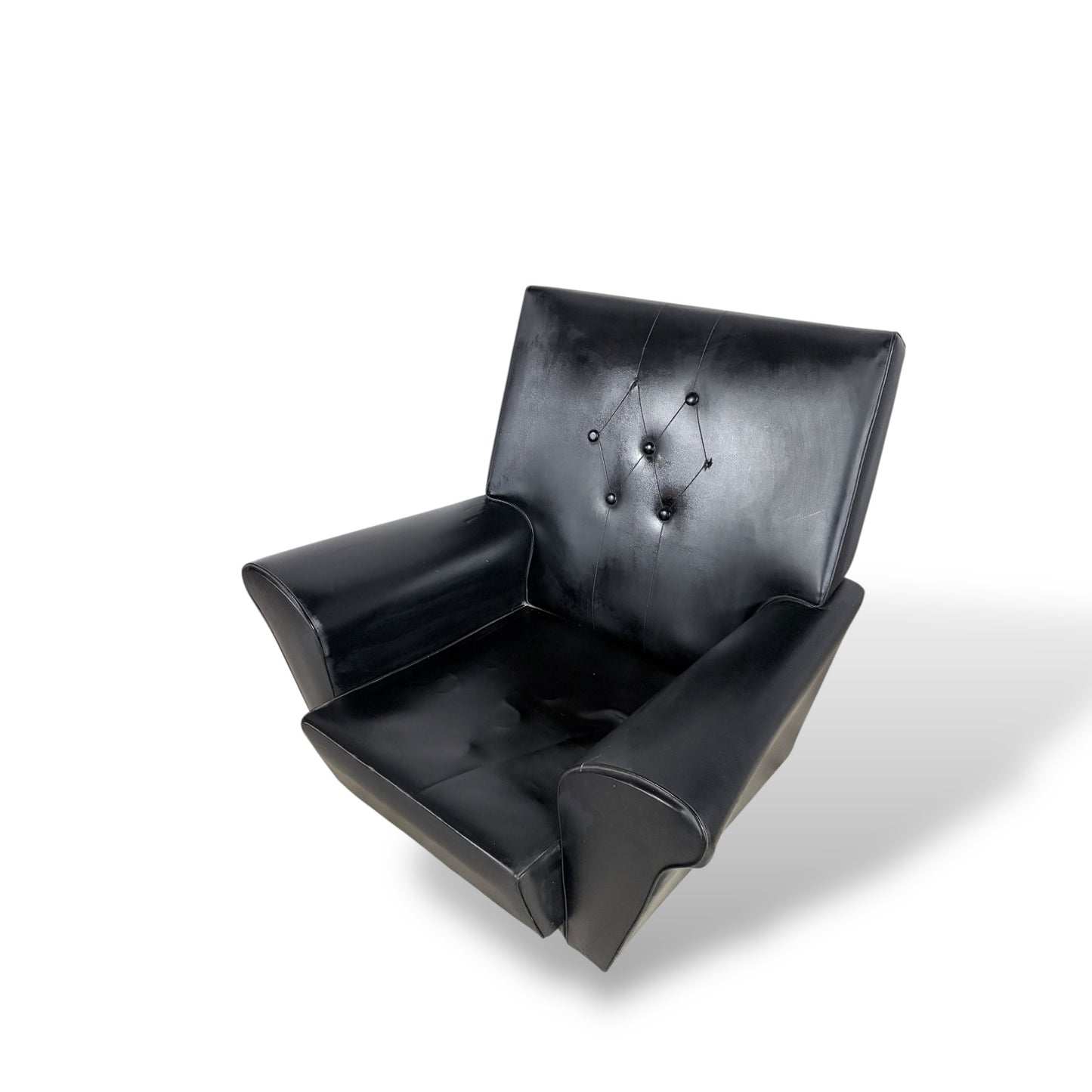 Black Leather Wingback Armchair – Mid-Century Style