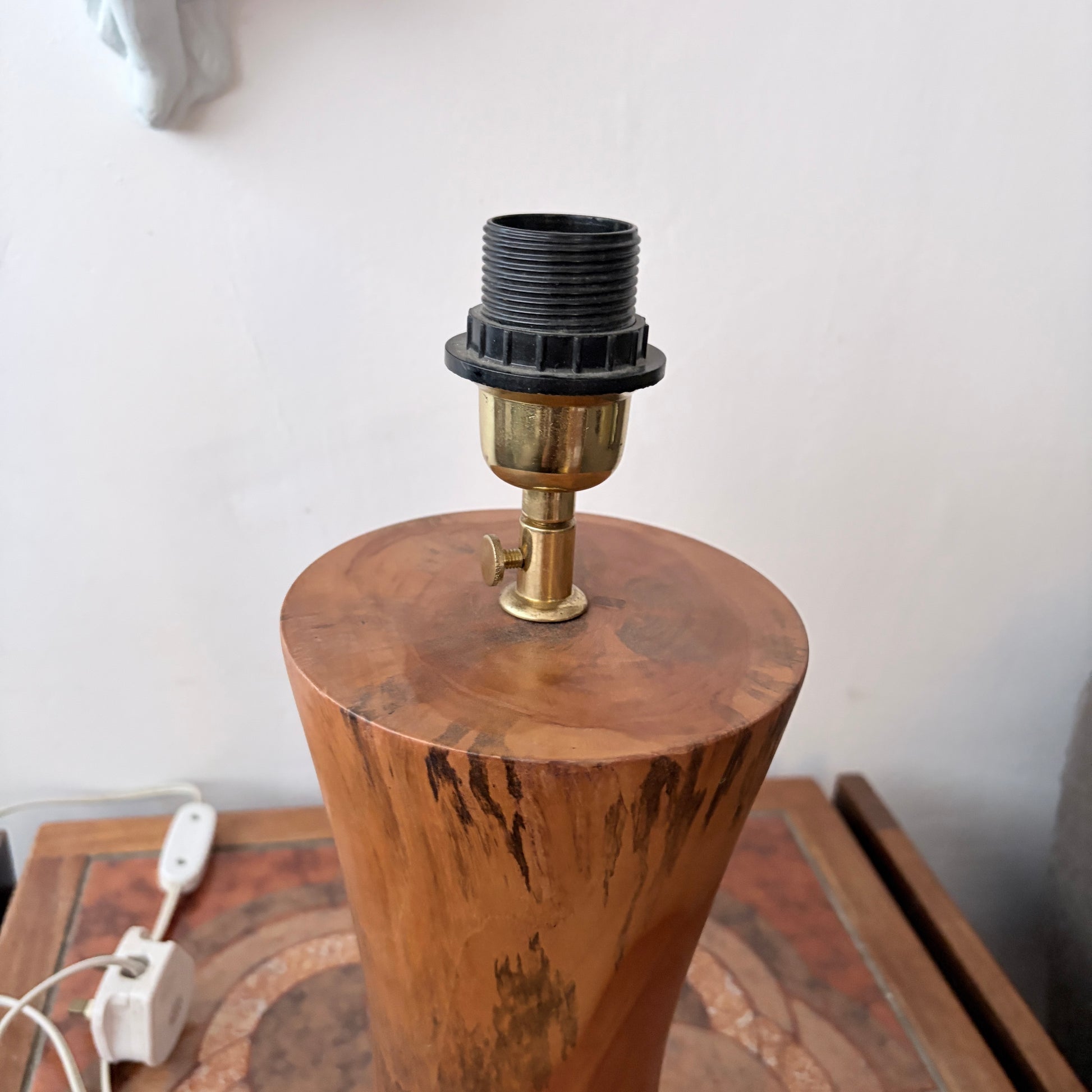 Mid Century Burr Walnut Sculptural Table Lamp