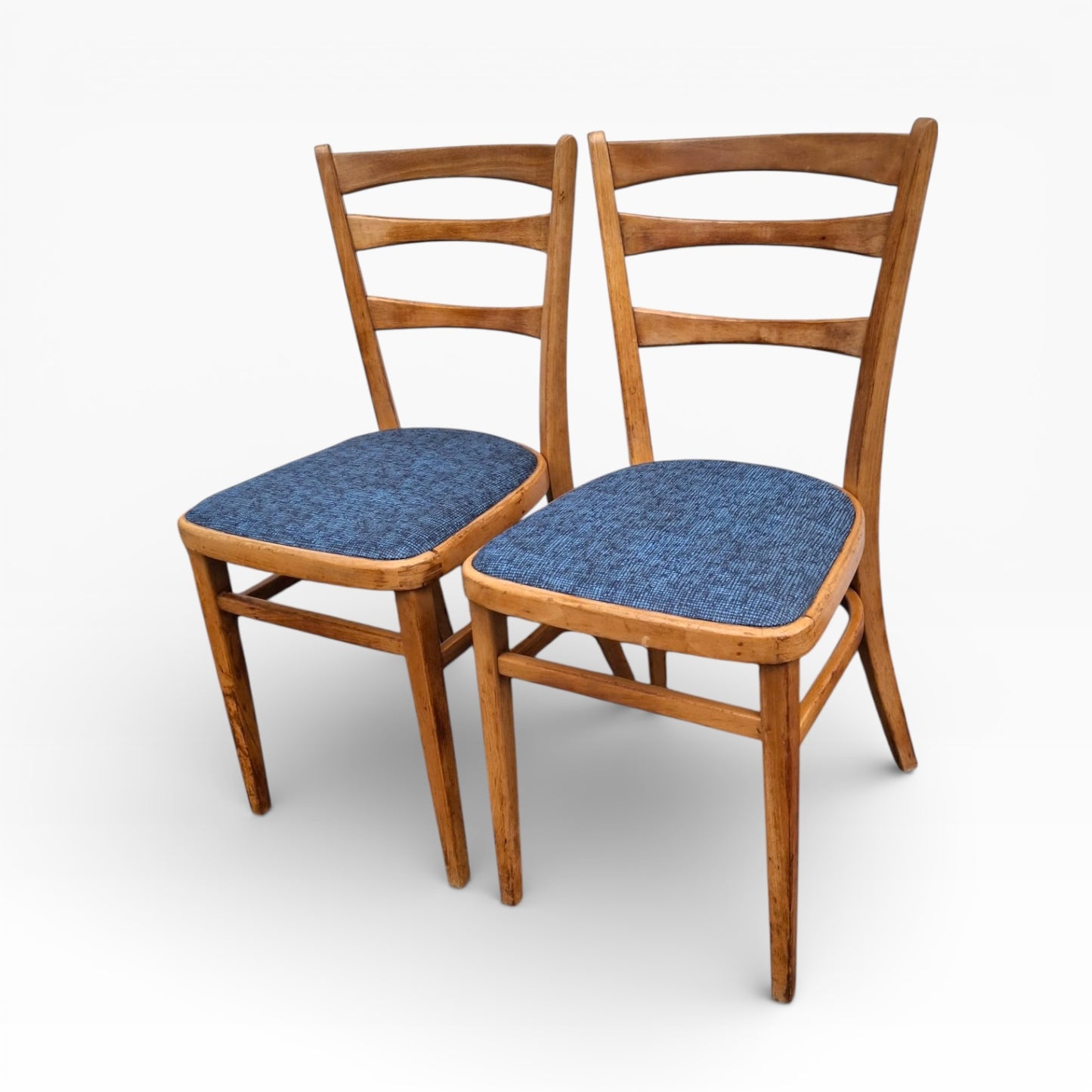 Beech Dining Chairs – Pair of Upholstered Vintage Chairs