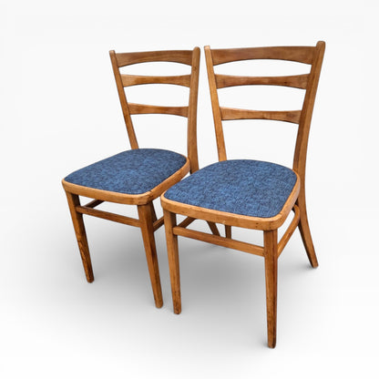 Beech Dining Chairs – Pair of Upholstered Vintage Chairs
