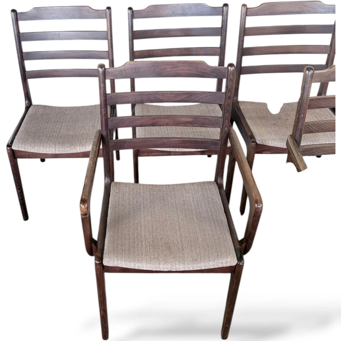 Mid Century Danish Teak & Tile Dining Table with 6 Rosewood Chairs
