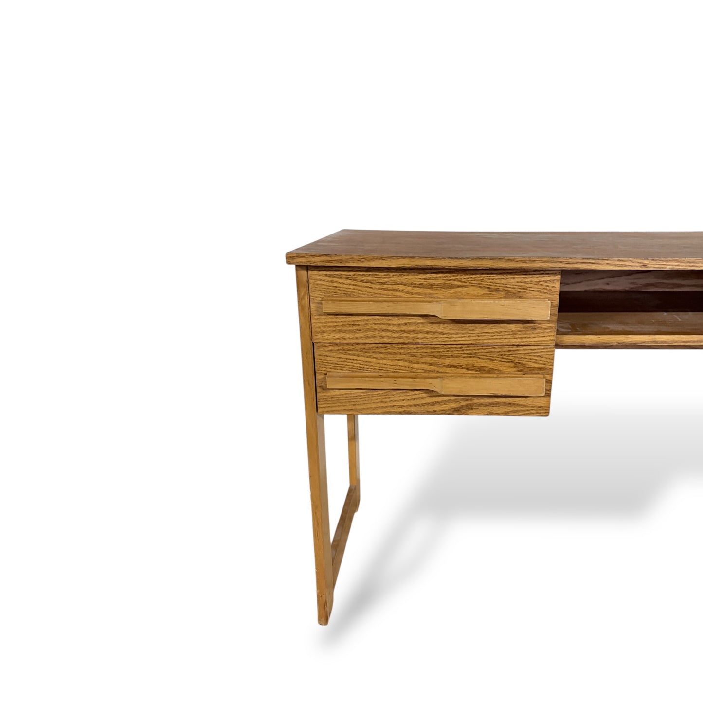 Vintage Oak & Pine Compact Desk – Mid Century Style Writing Desk with Storage