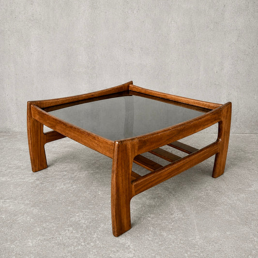 Mid Century G Plan Katrina Teak Coffee Table with Black Perspex Top