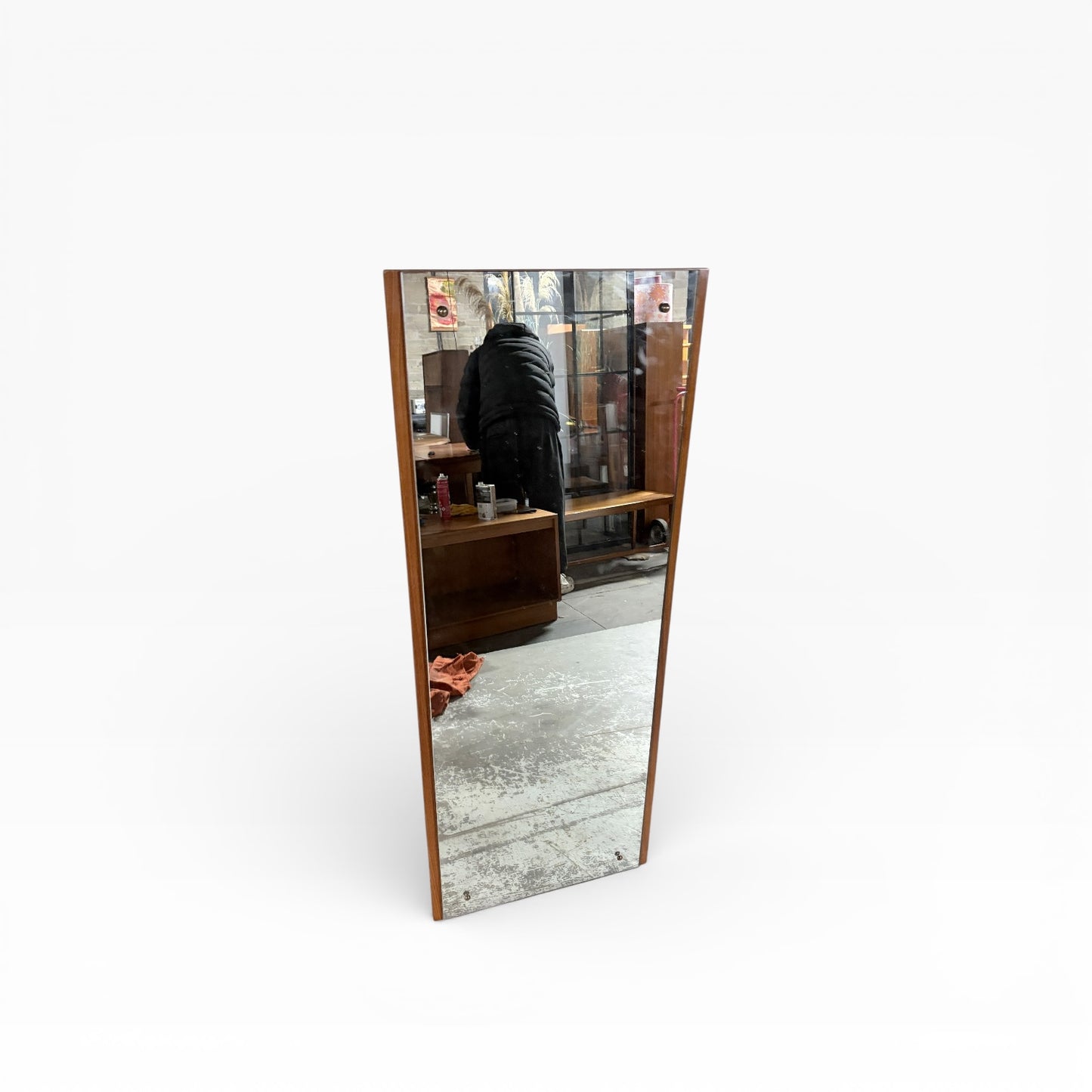 Mid Century Vintage Teak Long Framed Mirror — view 6