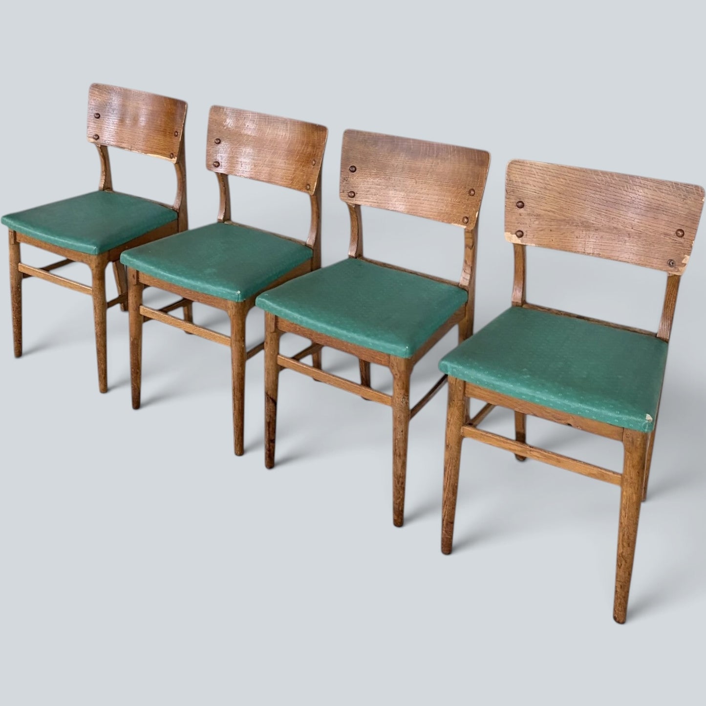 Mid Century Vintage Oak Dining Chairs – Set of Four