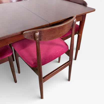 Mid Century Dining Table – Compact Extending Teak Set with Austinsuite Chairs