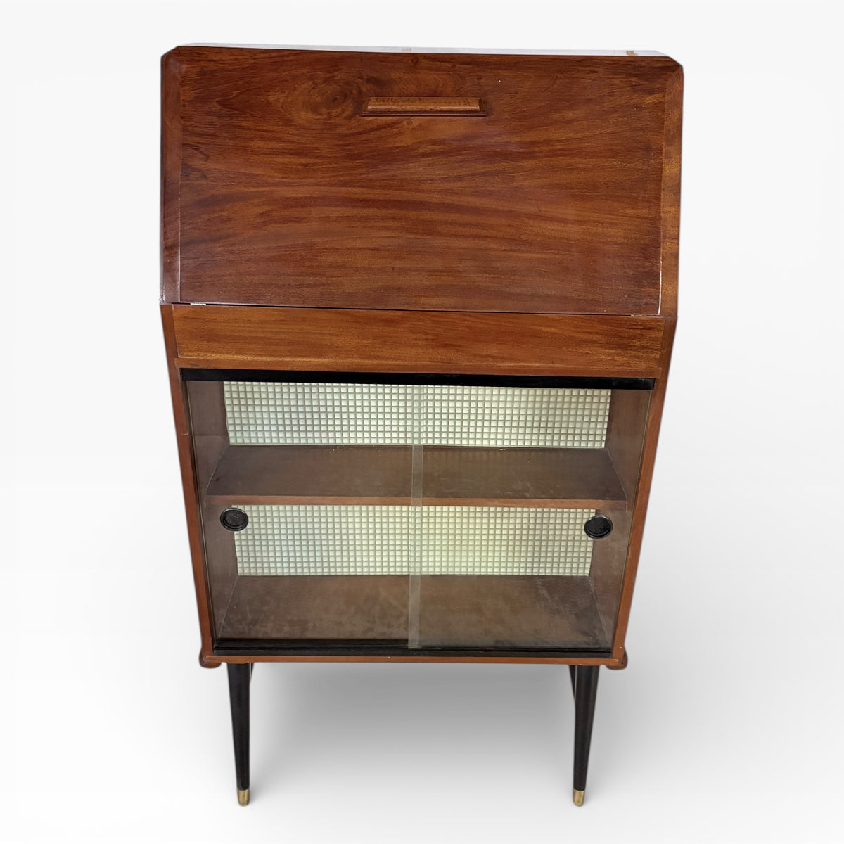 Vintage Slimline Space Age Drinks Cabinet with Mosaic & Glass Display