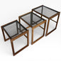 Nesting Teak Tables - Danish Mid Century Coffee Tables With Smoked Glass Tops