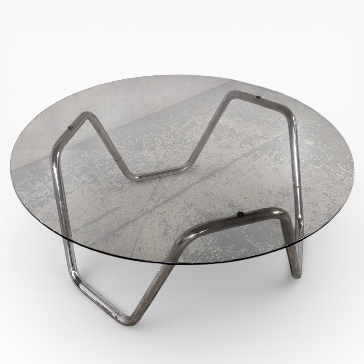 Vintage Italian Smoked Glass & Chrome Coffee Table — view 3