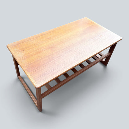 Mid-Century Homeworthy Teak Coffee Table with Magazine Rack