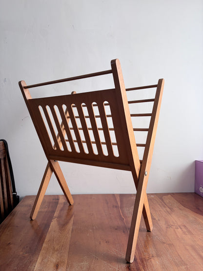 Mid Century Dutch Beech Folding Magazine Rack by Cees Braakman