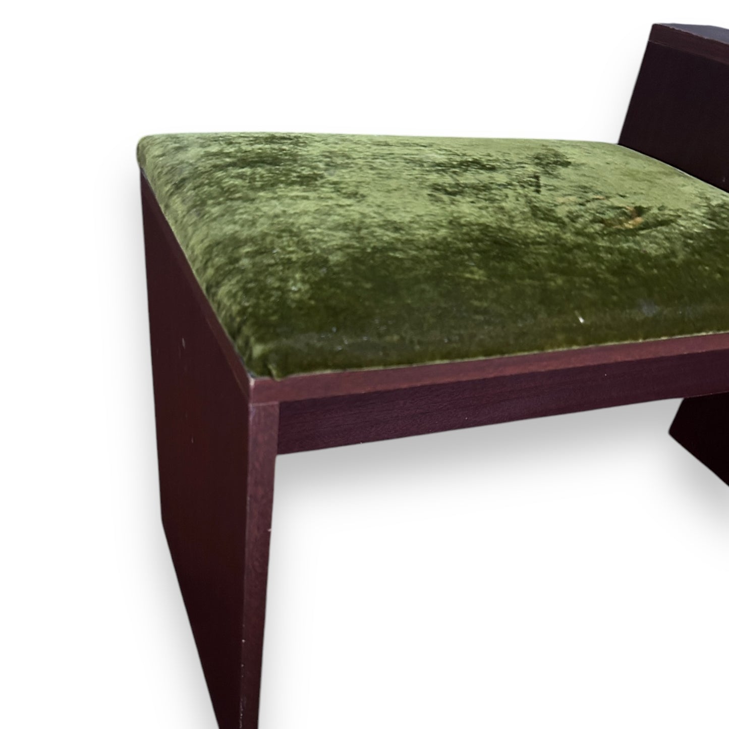 Mid Century Dark Wood and Green Telephone Seat Table