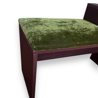 Mid Century Dark Wood and Green Telephone Seat Table