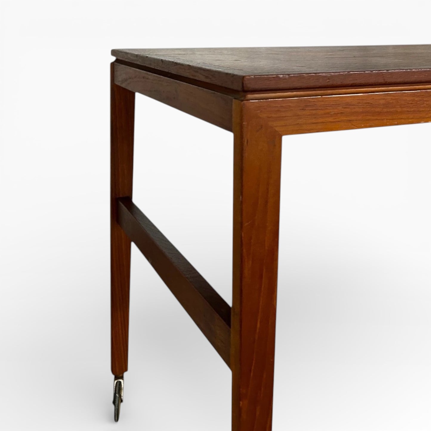 Vintage Teak Trolley | Mid-Century Serving Cart With Original Brass Castors