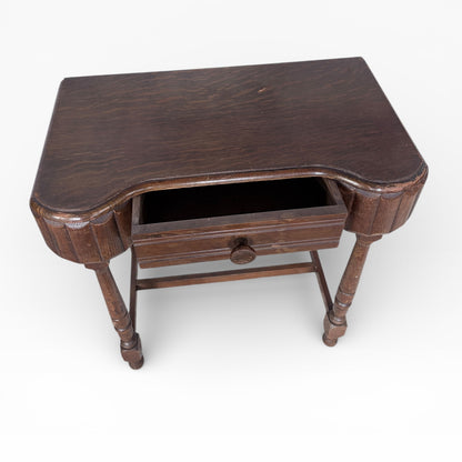 Art Deco Console Table – Solid Oak Vintage Hallway Table with Drawer