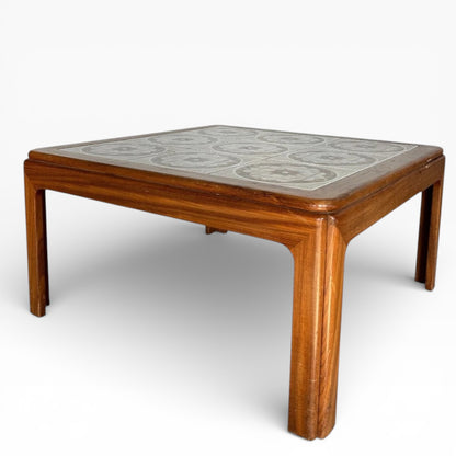 Vintage Teak Coffee Table – Mid Century Modern Square Ceramic Tiled Top