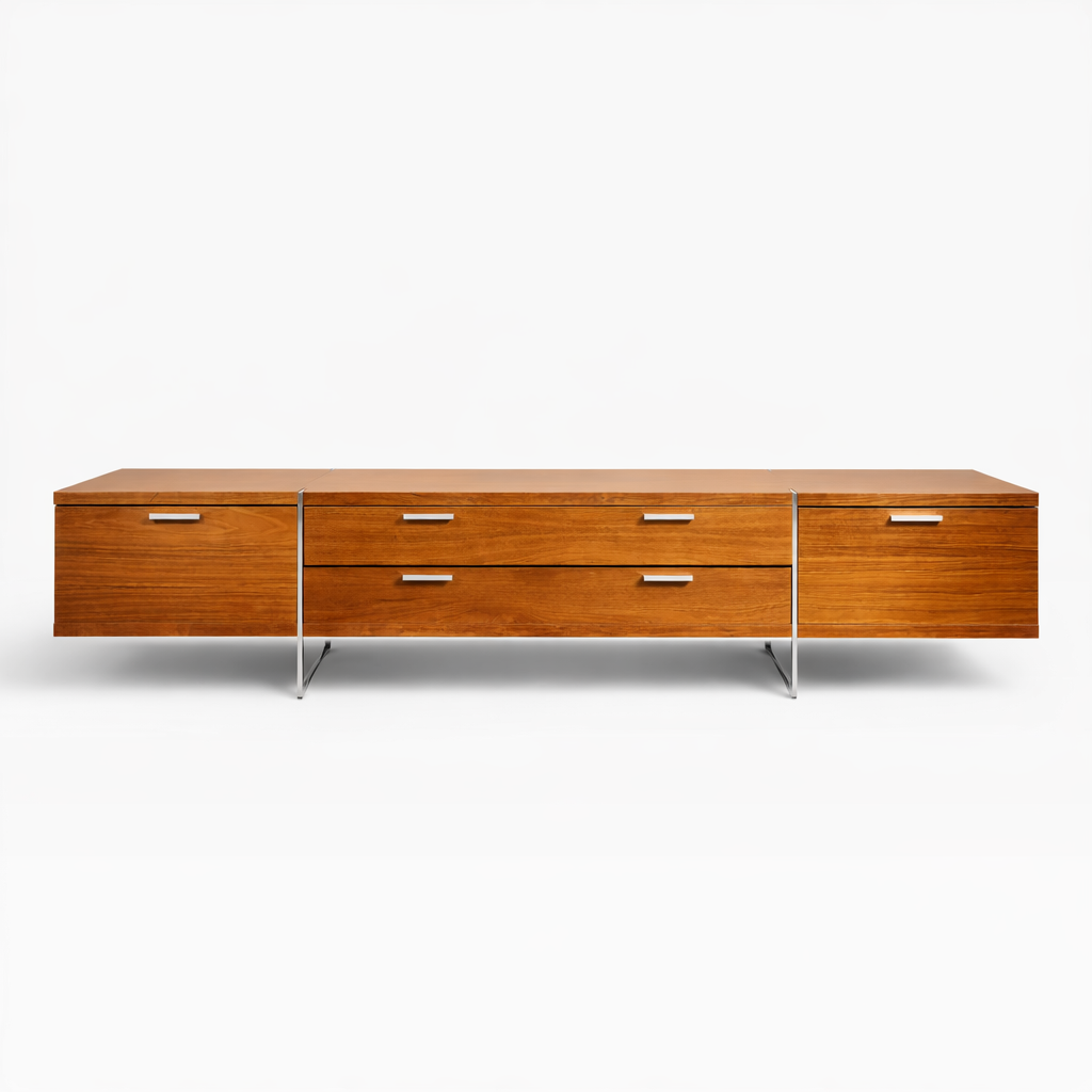 Mid-Century Modern Walnut & Chrome Low Sideboard / Media Unit – Danish — view 2