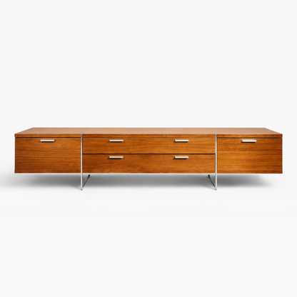 Mid-Century Modern Walnut & Chrome Low Sideboard / Media Unit – Danish — view 2