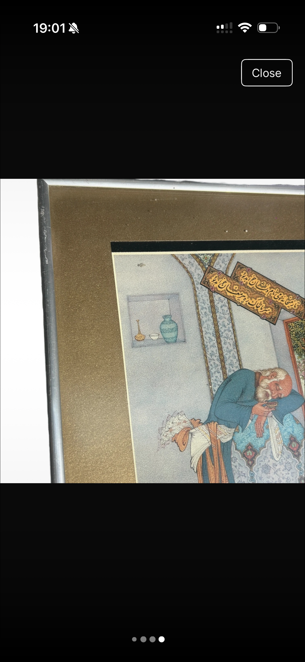 Framed Persian Miniature Art Print – Vintage Middle Eastern Illustration with Calligraphy