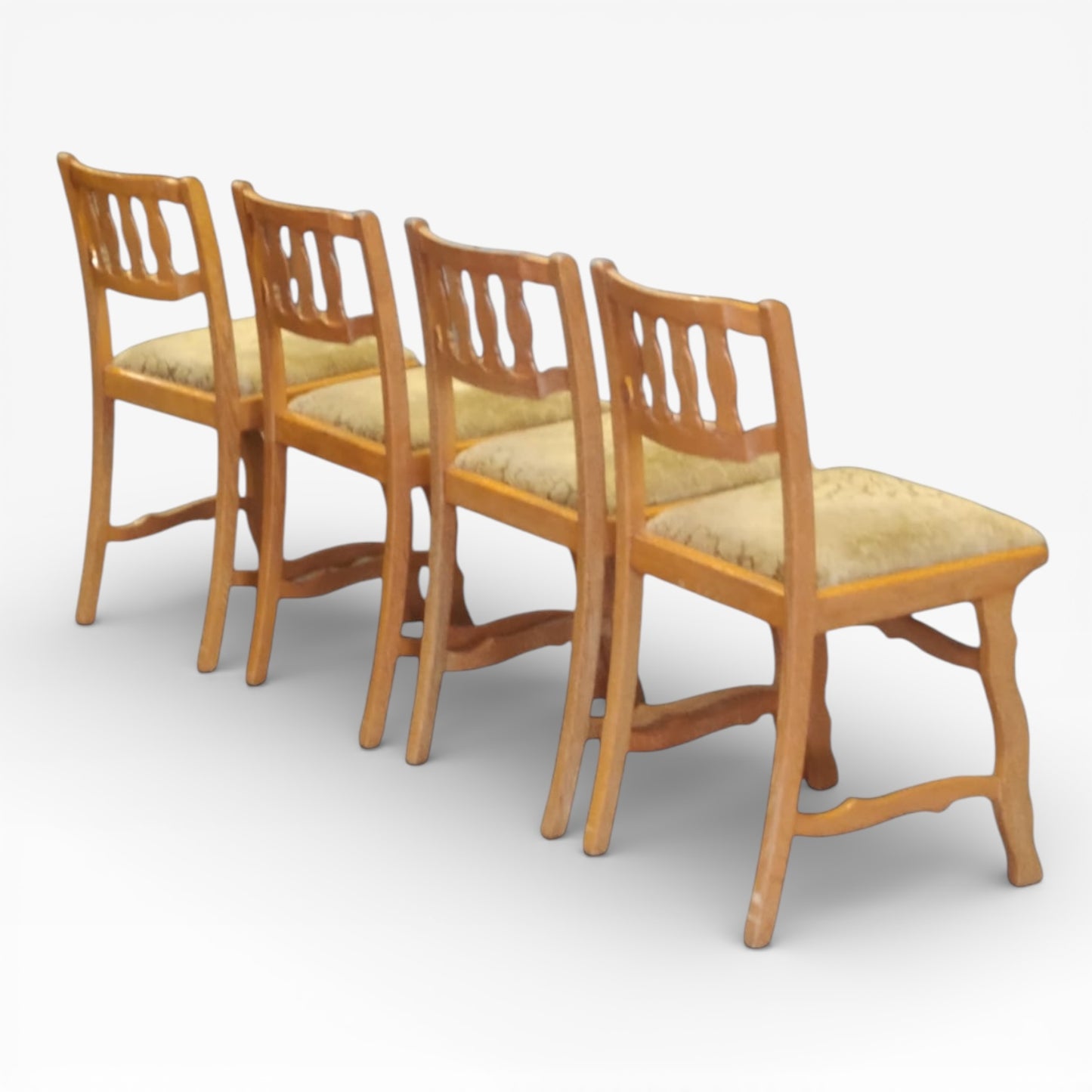 Vintage Oak Dining Chairs – Set of Four Mid Century Danish Oak Chairs