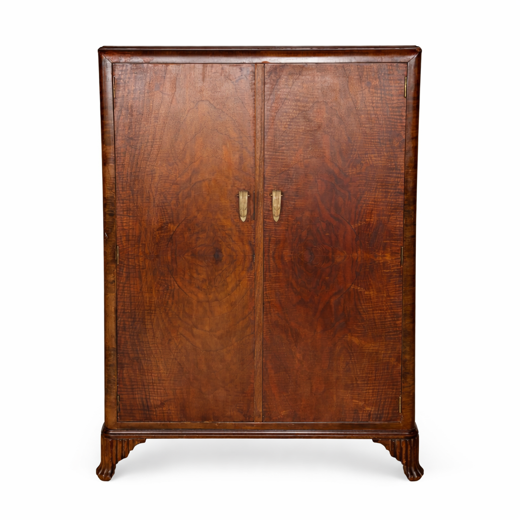 Art Deco Burr Walnut Compact Antique Wardrobe