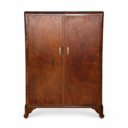 Art Deco Burr Walnut Compact Antique Wardrobe