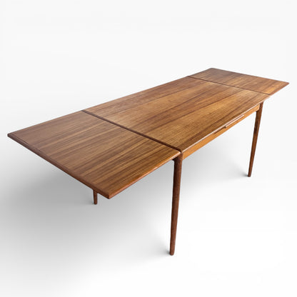 Mid Century Dining Table - Danish Draw Leaf Extending Solid Wood Table